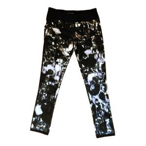 Reflex Size L Womens Black Gray Leggings ankle Length Black Side Trim High Waist